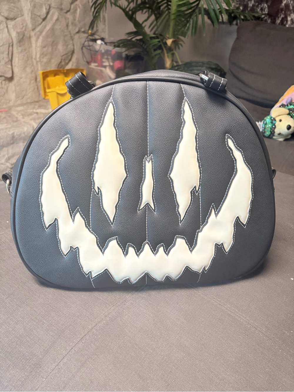 Love pain and stitches blk n glow in the dark tote